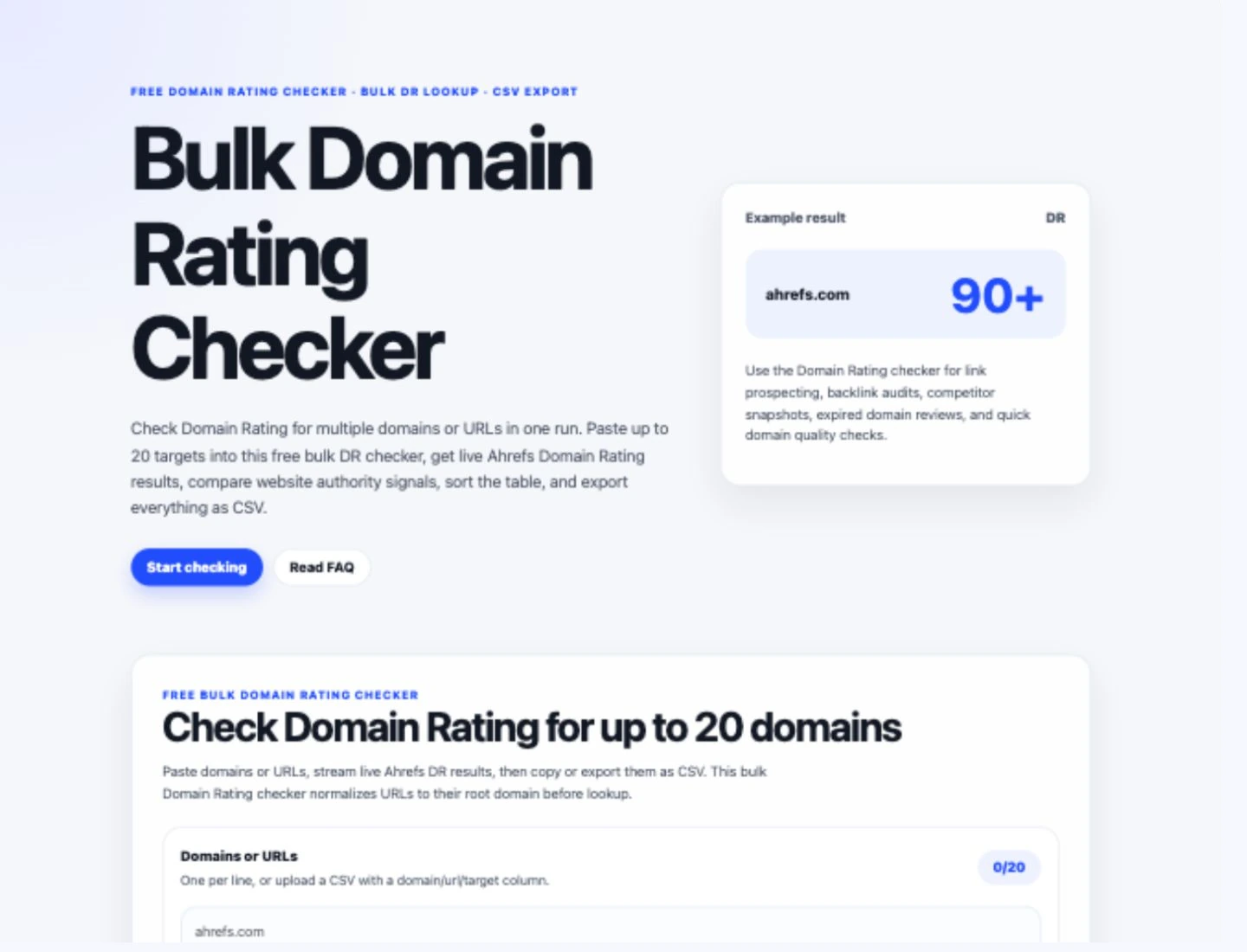 Bulk Domain Rating Checker preview